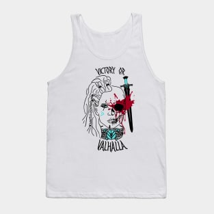 victory or valhalla - shieldmaiden black skull Tank Top